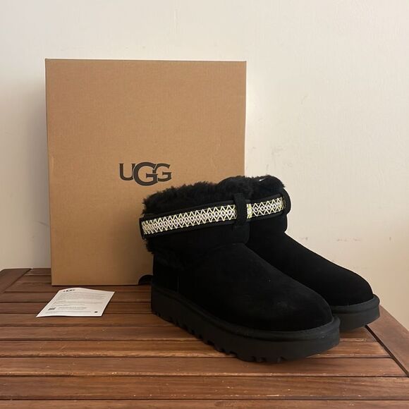 UGG Classic Ultra Mini Alpsey Boots Black USA Women Size 7/UK 5/EU 38 - Picture 1 of 15